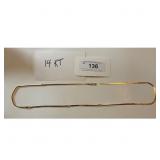 10 KT Gold Herringbone Chain Necklace.