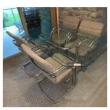 Mid-Century Modern Dining Set Chrome Glass Top