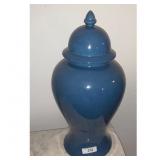 Blue Ceramic Ginger Jar Decorative Urn
