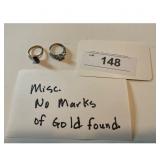Gold Tone Red Stone Ring Silver Tone Clear Stone R