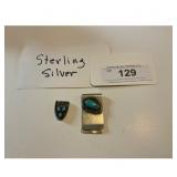 Sterling Silver Turquoise Money Clip  Pin Set