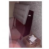 Gray Burgundy Tufted Headboard Bed Frame Set