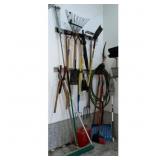 Garden Tool Set Blue Shovel  Hose Wall Mount