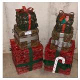 Red Brown Green Lighted Christmas Gift Box Set