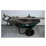 Green Wheelbarrow & Garden Hose