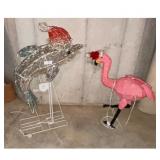 Pink Silver Festive Lighted Yard Set
