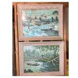 Paintings Set Winter Summer 2 Framed Artworks