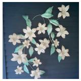 Cream Green Floral Metal Wall Art