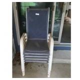 White Dark Gray Outdoor Sling Chairs Set of 4