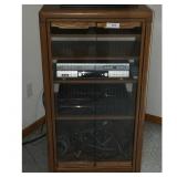 Wooden Media Cabinet w Glass Doors  Stereo