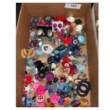 Assorted Costume Jewelry Brooches Earrings Buttons