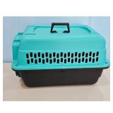 Pet Carrier Crate Teal & Black Top Handle Ventilat