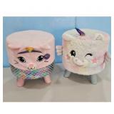 Plush Stool Ottoman - Cat Mermaid & Unicorn Design