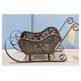 Decorative Metal Sleigh Basket with Scrollwork Acc