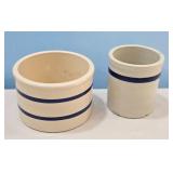 Roseville U.S.A  Stoneware Crock w/ Blue Stripe