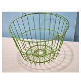 Vintage Green Wire Egg Basket with Handle