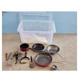 Kitchenware Lot: Pots, Pans, Utensils, and Storage