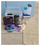 Storage Tote, Neck Pillow, Dusting Brush, Bins & M