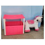 Kids Ride-On Unicorn Toy with Play Barn Playset