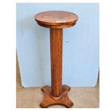 Antique Oak Pedestal Plant Stand