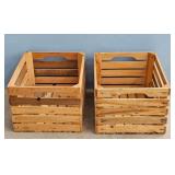 Set of 2 Wooden Crates Storage Boxes Rustic Farmho