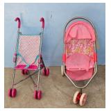 Lot of 2 Pink Doll Strollers