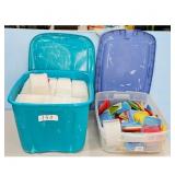 2 Plastic Totel with plastic freezer boxes and