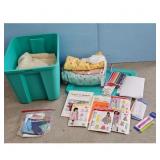 Sewing Craft Lot: Fabric, Patterns, Tracing Paper,