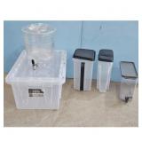 Storage Tote with Dispenser and 2 Food Storage Con