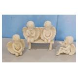 Cherub Angel Figurines with Bench Set