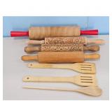 Set of 4 Wooden Rolling Pins and 3 Wooden Spoons