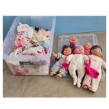 Lot of Baby Dolls and Clothing