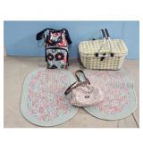 Thirty-One Gifts Polka Dot Drawstring Bag & Floral