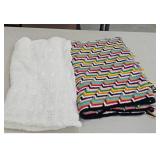 Handmade Crochet Afghan Blanket Set - White and Mu