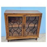 Wooden Cabinet w/Glass Doorsw/ Decorative Metal