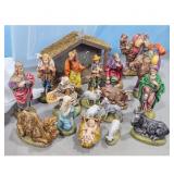 Nativity Scene Figures and Stable with Moss