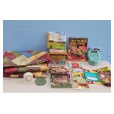 Lot of Cookbooks, Kitchen Linens, and Decorative B