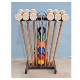 Vintage Croquet Set with Wooden Mallets and Balls