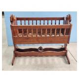 Antique Wooden Baby Cradle Rocker w/ Carved Acorn