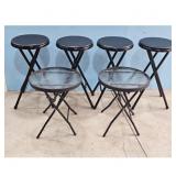 Set of 4 Folding Stools and 2 Folding Side Tables