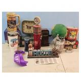 Route 66 Collectibles Lot: Gas Pump, Mugs, Clock,