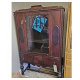 Antique Wooden Display Cabinet with Glass Door and
