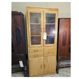 Vintage Wooden Display Cabinet with Glass Doors an