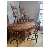 Vintage Wooden Dining Table with 6 Chairs