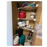 Contents of closet: Bucket, Cooler, Storage Contai