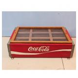 Vintage Coca-Cola Wooden Display Box with Glass Li