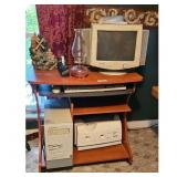 Vintage Wood Computer Desk with CRT Monitor, Tower
