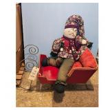 Christmas Snowman Sleigh Decor