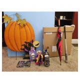 Halloween Decor Lot: Pumpkin, Haunted House Sign,