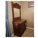 Antique Wooden Dresser with Mirror